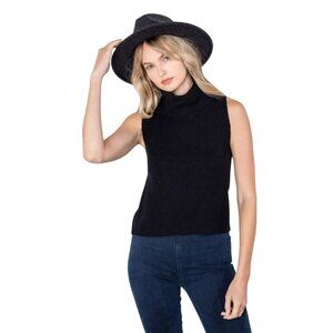 Reverof Sleeveless Turtleneck Top Medium Black Knit Soft Minimalist NEW